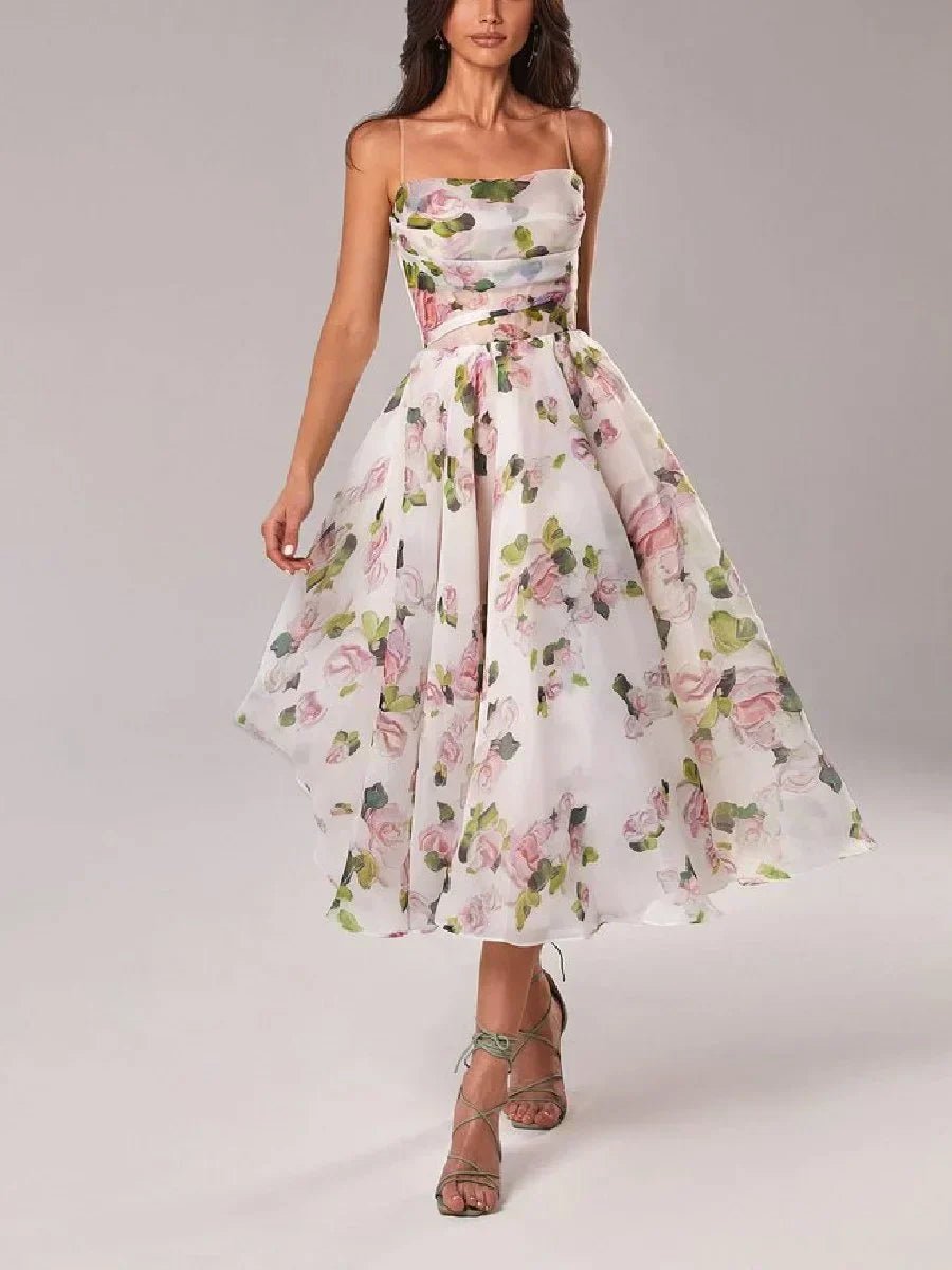 Amelie - Garden Bloom Strap Midi Dress