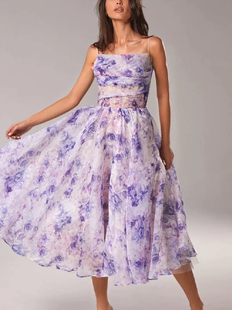 Amelie - Garden Bloom Strap Midi Dress