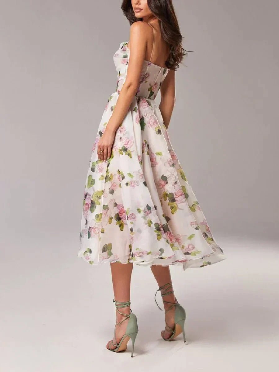 Amelie - Garden Bloom Strap Midi Dress