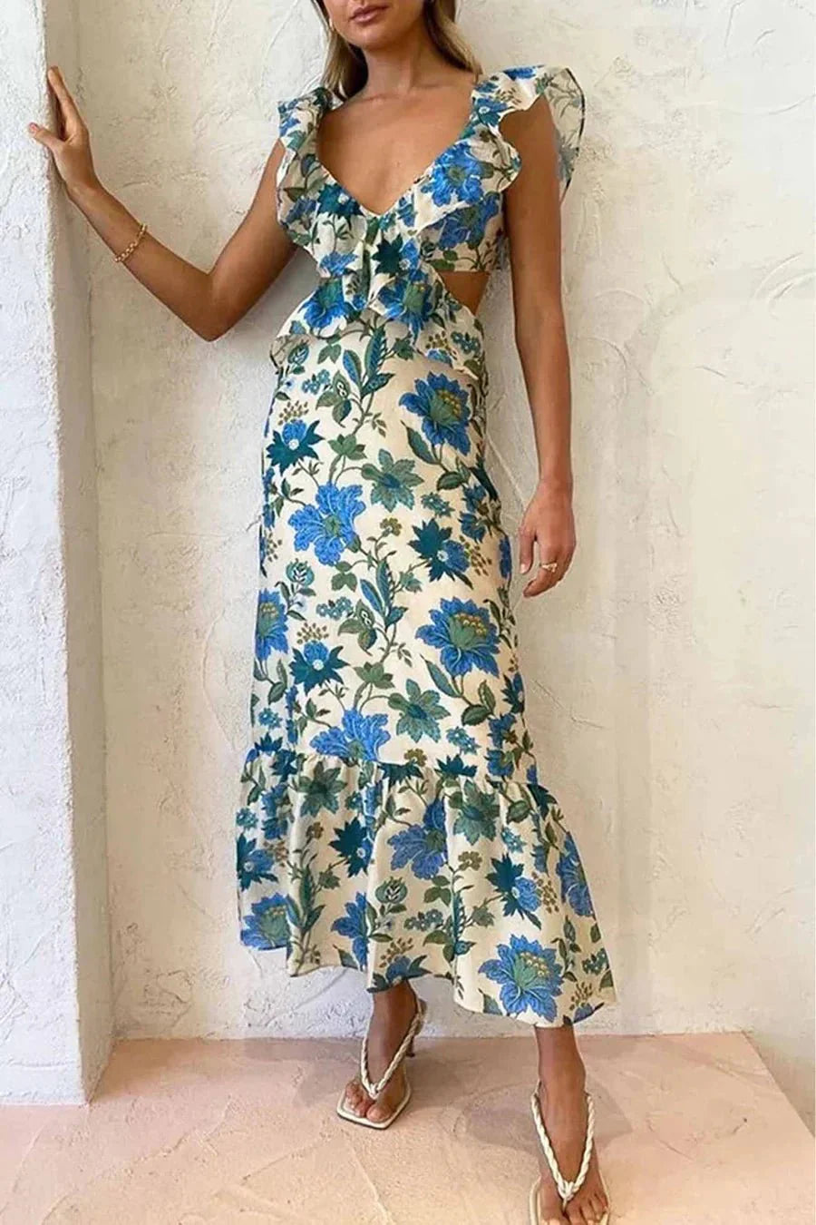 Renata - Ruffle Strap Summer Maxi Dress