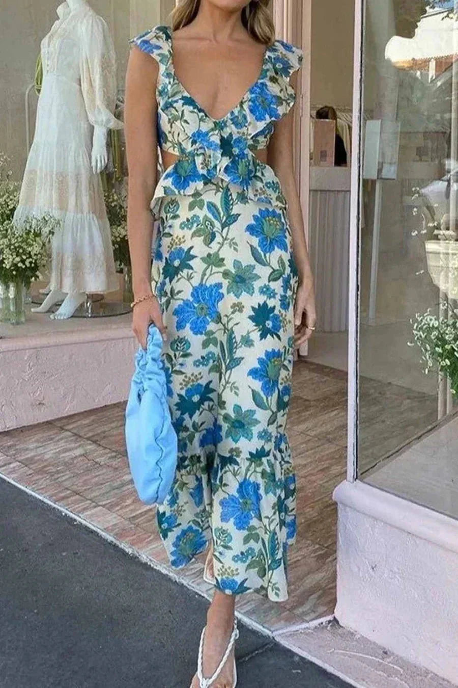 Renata - Ruffle Strap Summer Maxi Dress