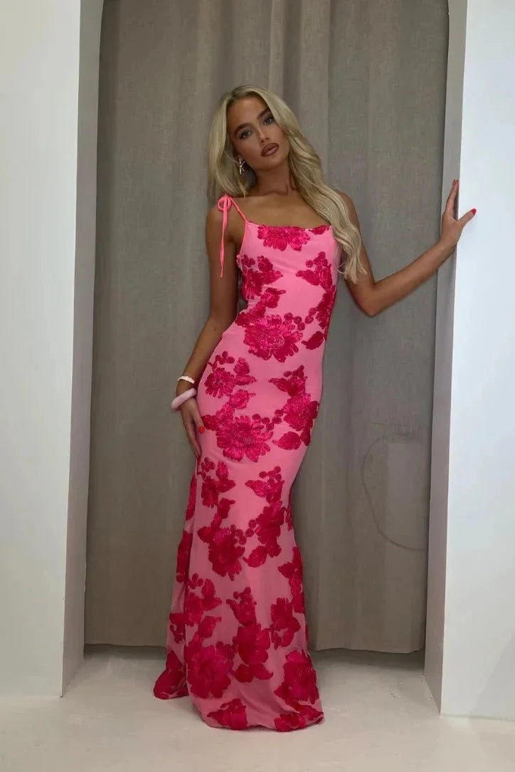 Trudy - Pink Floral Maxi Dress