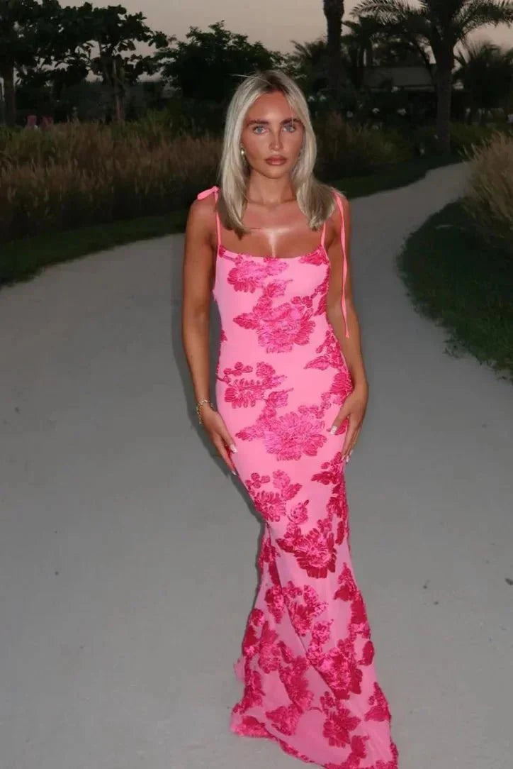 Trudy - Pink Floral Maxi Dress