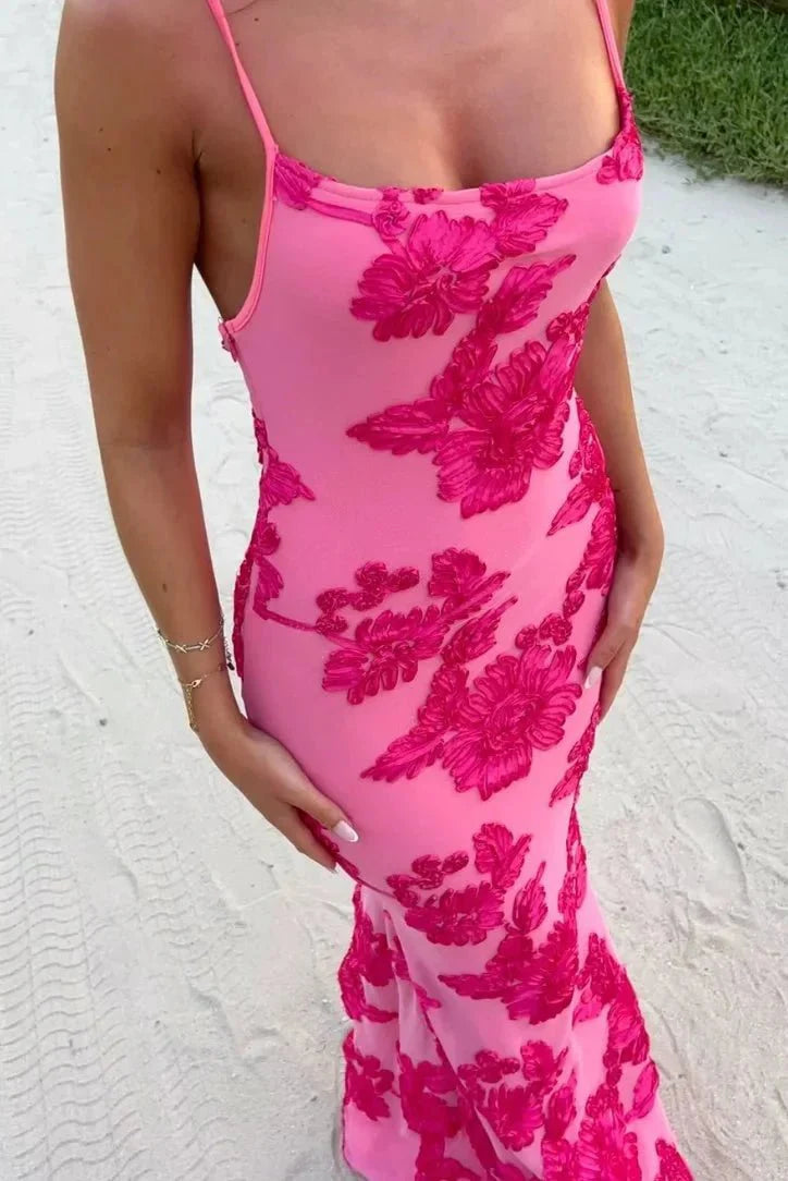 Trudy - Pink Floral Maxi Dress